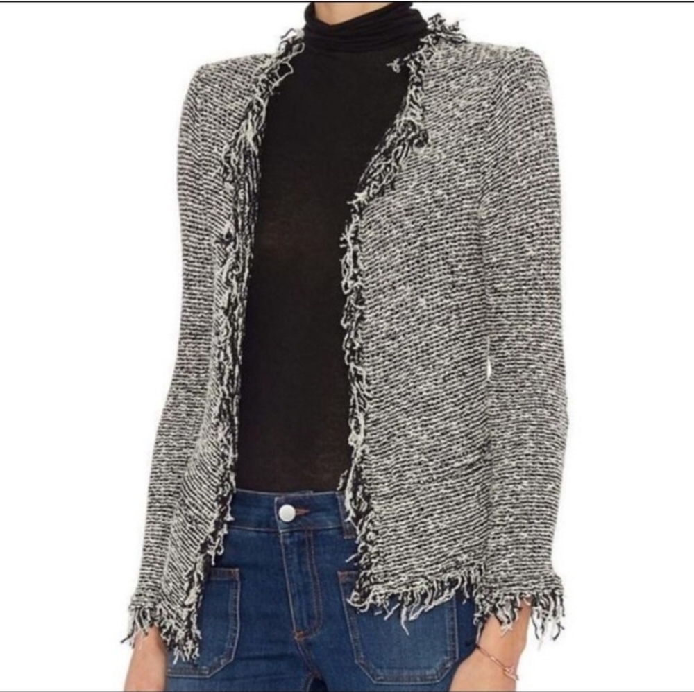 IRO | Shavani fringed tweed jacket Gray Sz 8